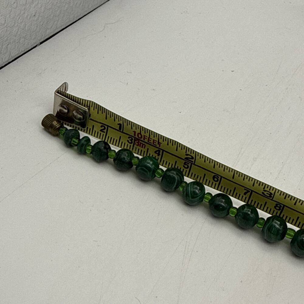 Vintage Graduated Malachite Bead Necklace Green Banded Stone 22" Estate 81.36 G - Picture 3 of 13